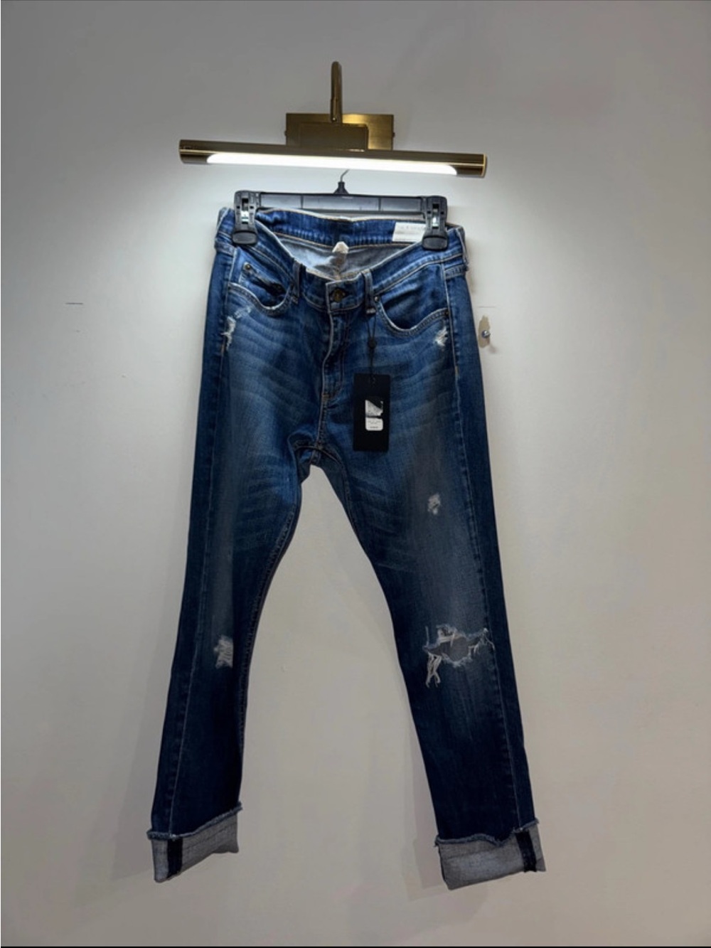 RAG & BONE DARK BLUE SLIM STRAIGHT JEANS